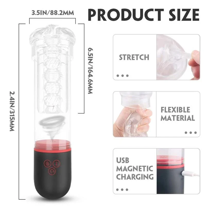 Sex Toys Penis Massager Crystal Clear Soft Airplane Cup Male Sex Toys Rotating Thrusting Male Masturbator Cups Sex Toy