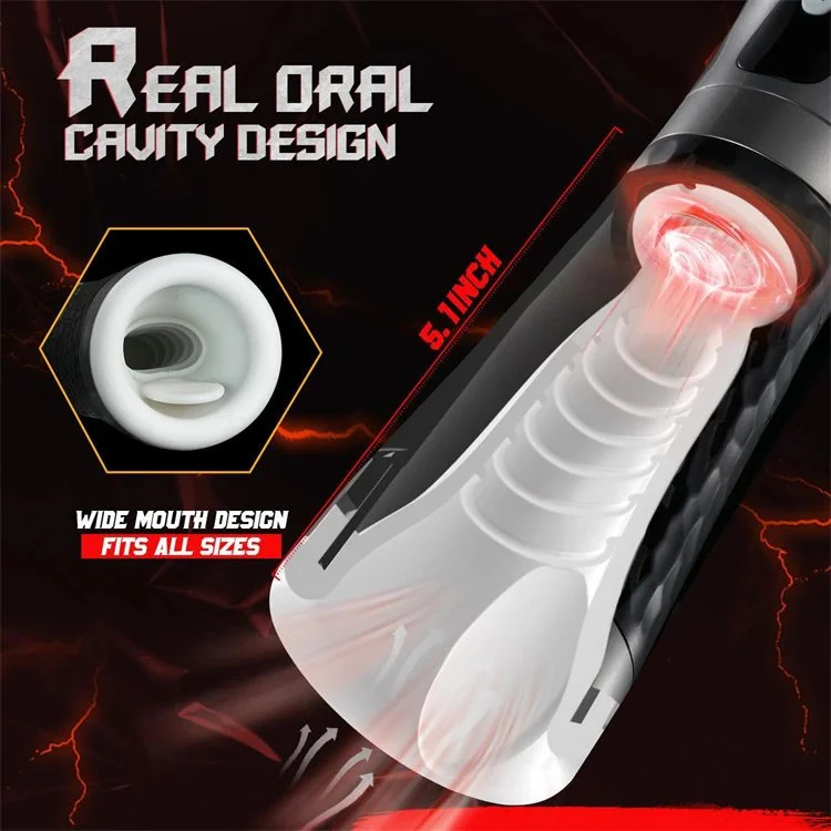 Rechargeable 3D Deep Throat Oral Sex Toys for Men Automatic Sucking Tongue Licking Masturbation Cup