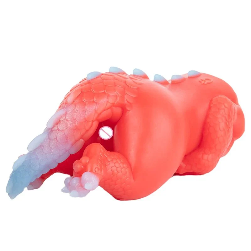 Red Dragon Fantasy Male Silicone Handheld Masturbator with Internal Textures for Enhanced Sensation Designed