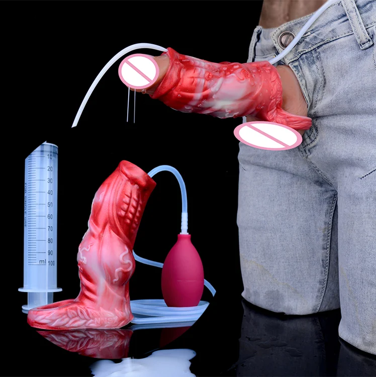 Fantasy Ejaculation Dragon Dildo Animal Cock Extender Wearable Curved Squirting Silicone Penis Sleeve Sex Toy for Women Men