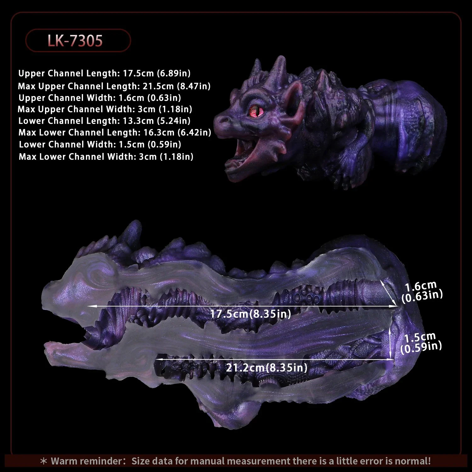 Dragon Male Masturbator Realistic Textured Stroker for Men with Suction Base Premium Phthalate-Free Silicone Monster Furry