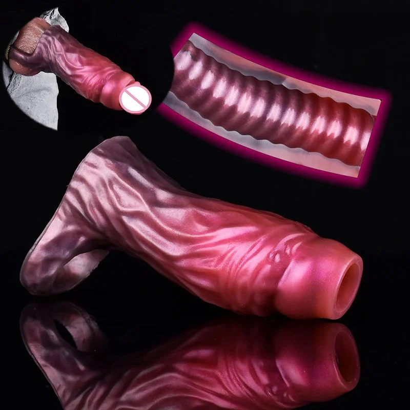 Fantasy Penis Sleeve Monster Cock End Opening Wearable Hollow Sheath Cock Enlargement Sex Toys for Men
