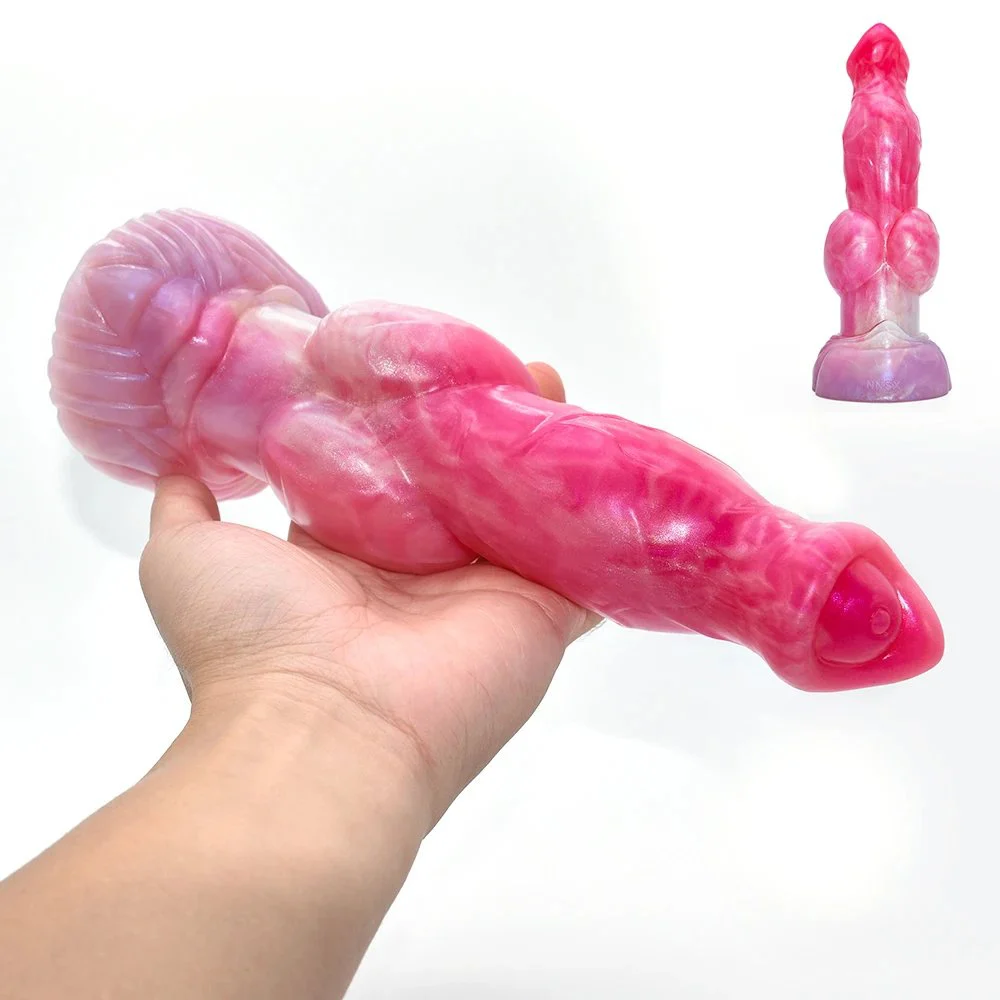 Peach Witch Color Animal Dog Penis Knot Stuffed Realistic Dildo Sucker Large Anal Plug Sex Toys for Women Masturbator