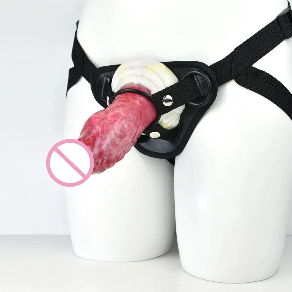 Strapon Realistic Dildo With Sucker Red Silicone Long Penis on Harness Adjustable Sex Toys for Women Lesbian Anal Plug