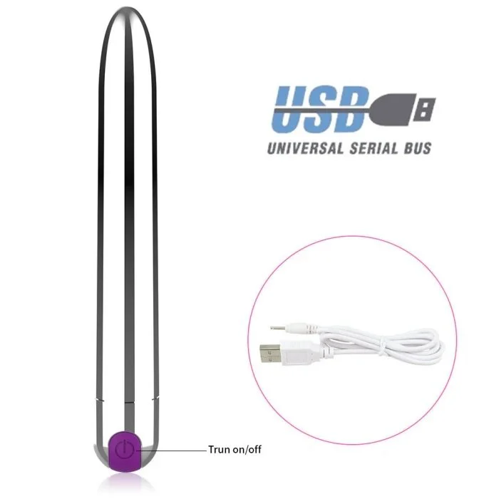 7 Inch Rechargeable USB Powered Mini Vibrator Dildo Long-Bullet Sex Toys for Adult Women's Clit Stimulation