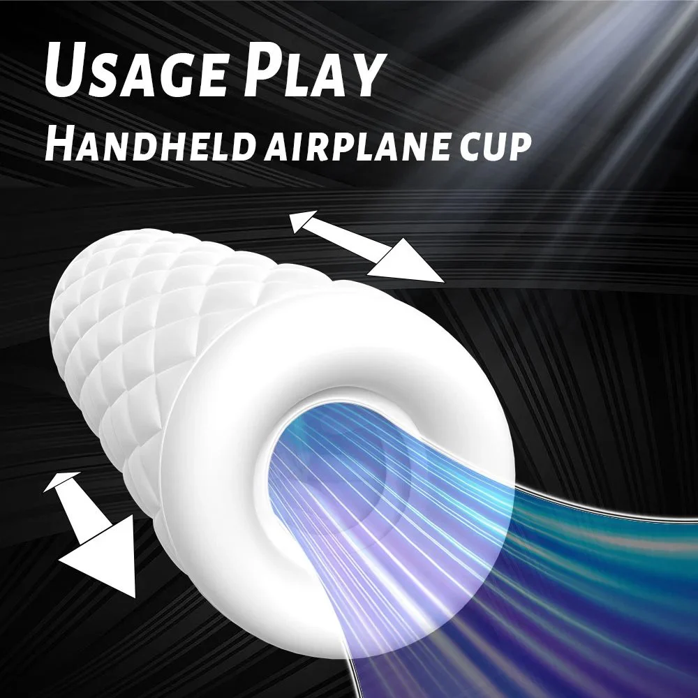 Handheld Heated Aircraft Cup Masturbator Self-Gratification Device for Male Use