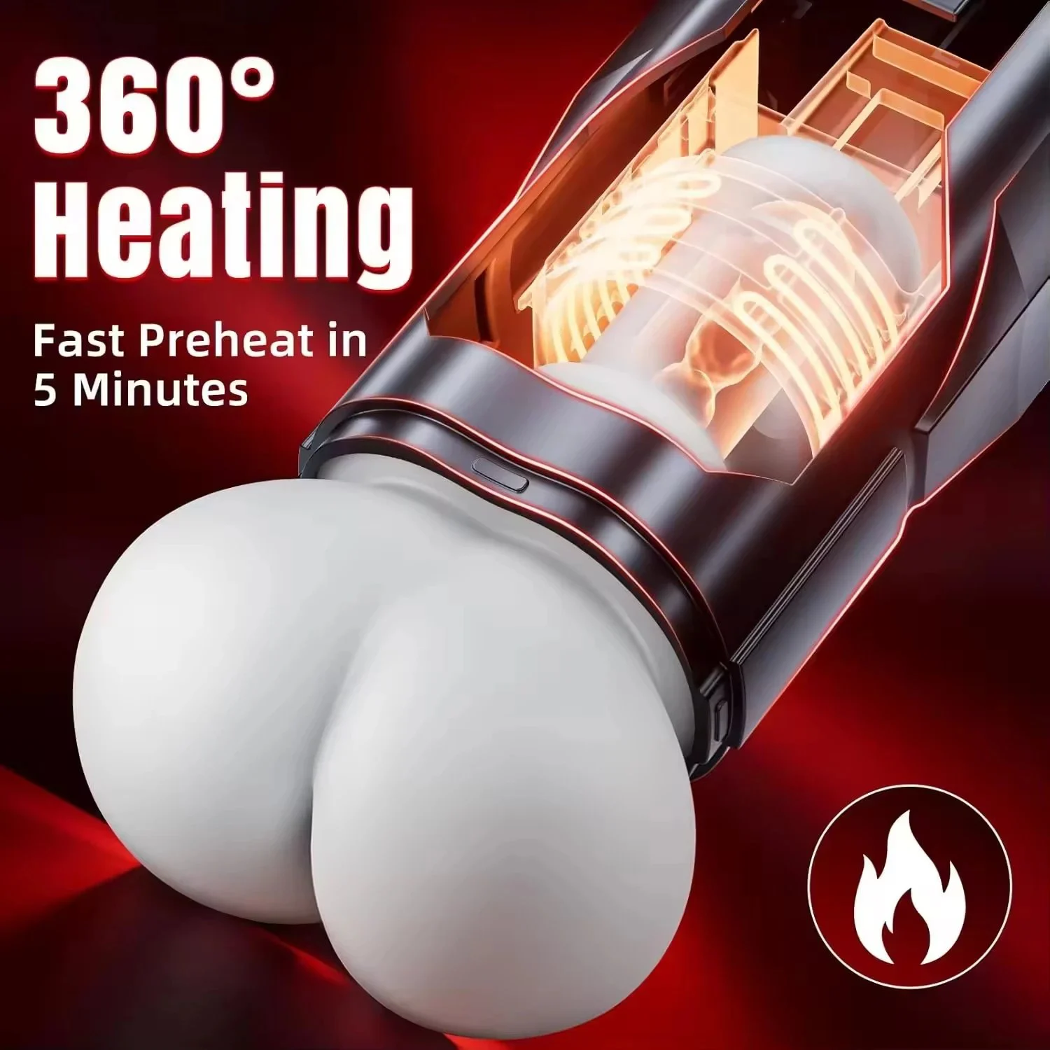 Automatic Male Sex Toys Realistic Ass Vagina 360° Heating 10 Vibration & 7 Thrusting Modes for Stroker, Pocket Pussy LCD Display