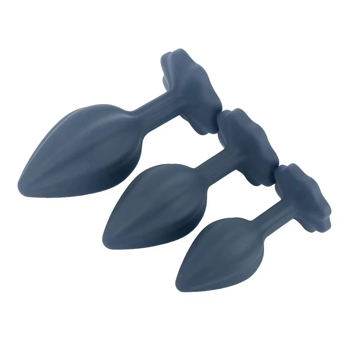 Anal Plug Set 3 Piece Black Silicone Butt Plugs for Men Anal Trainer Toy Graduated Sizes for Comfortable Use