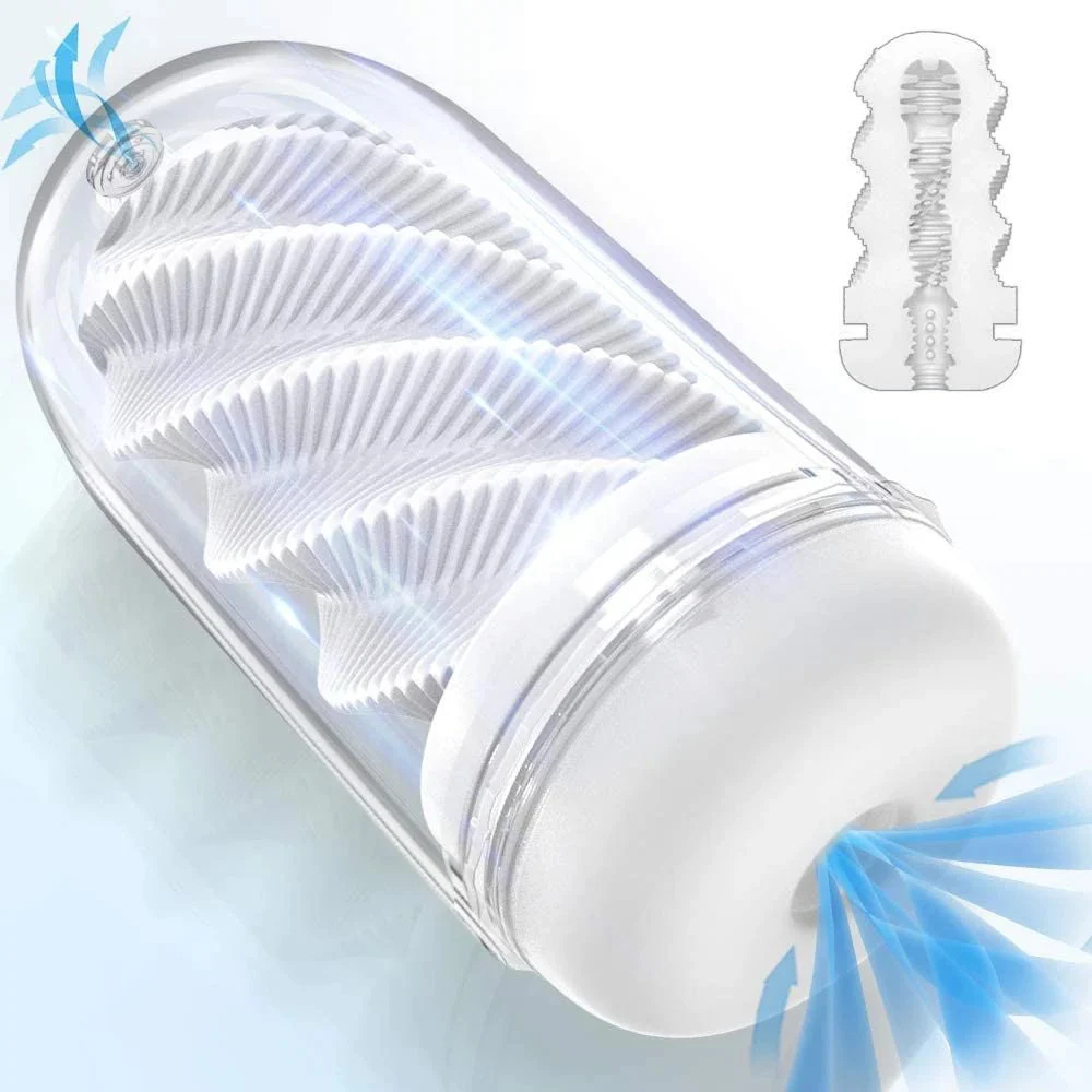 Spiral Channel Silicone Self-Sucking Male Masturbation Pocket Cup Sex Toys Men