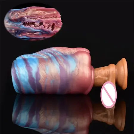Fantasy Masturbator Double Hole Realistic Silicone Animal Mouth Male Masturbator Cup Sex Toys for Male