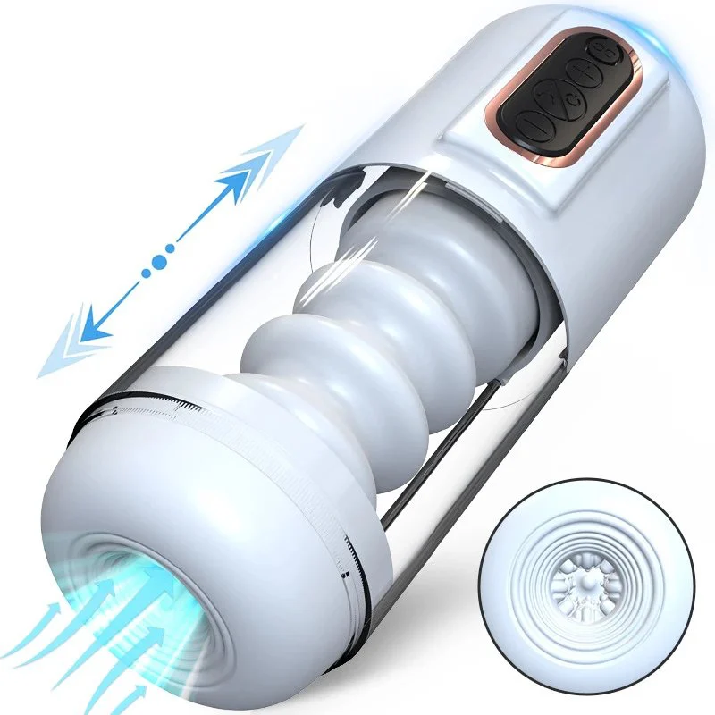 Interactive Voice Sex Toys 4 Speed Vibrating Automatic Telescopic Thrusting Piston Masturbation Cup