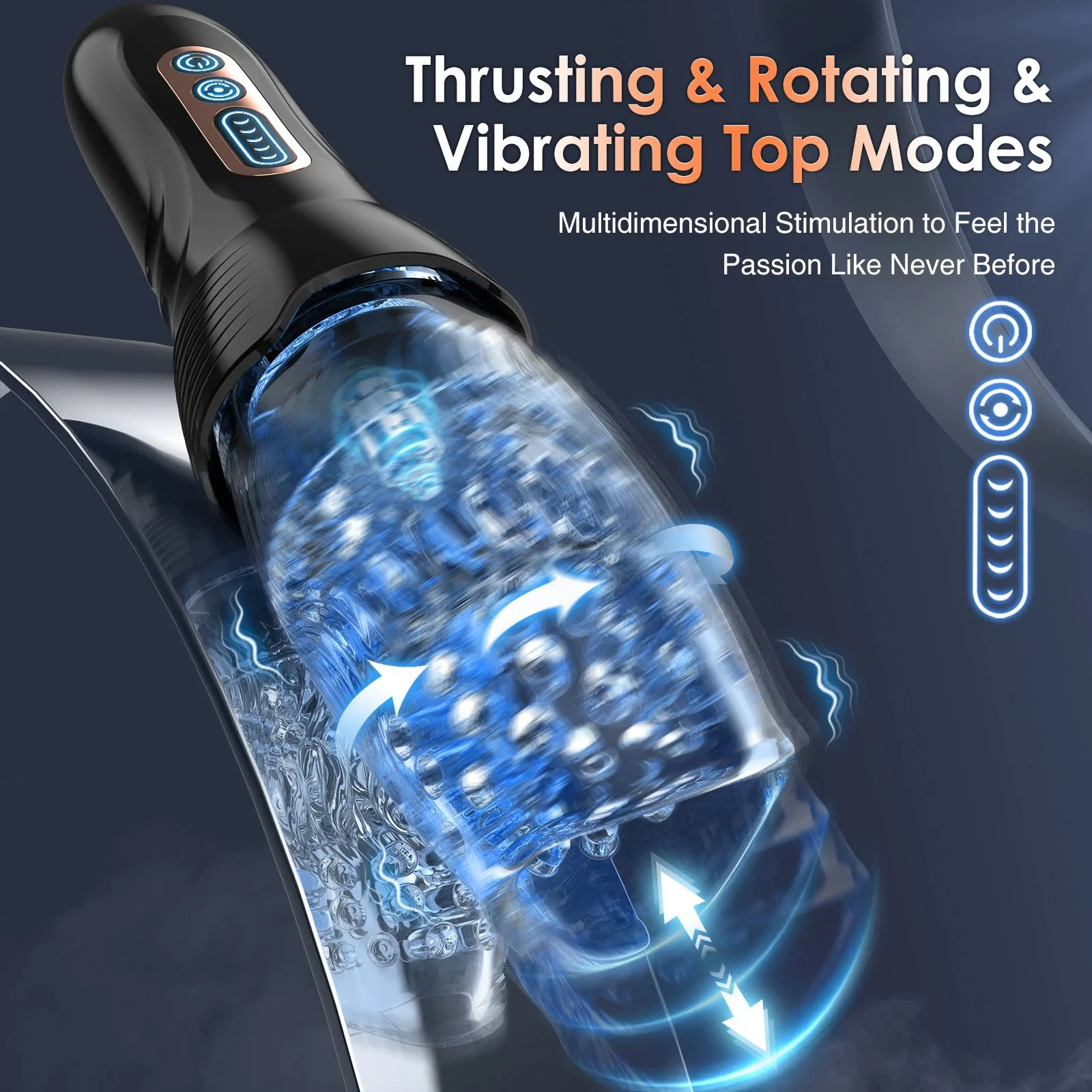 Automatic Male Masturbator with 10 Vibration & 5 Thrusting Rotating Patterns Penis Pump & Stroker Adult Toy