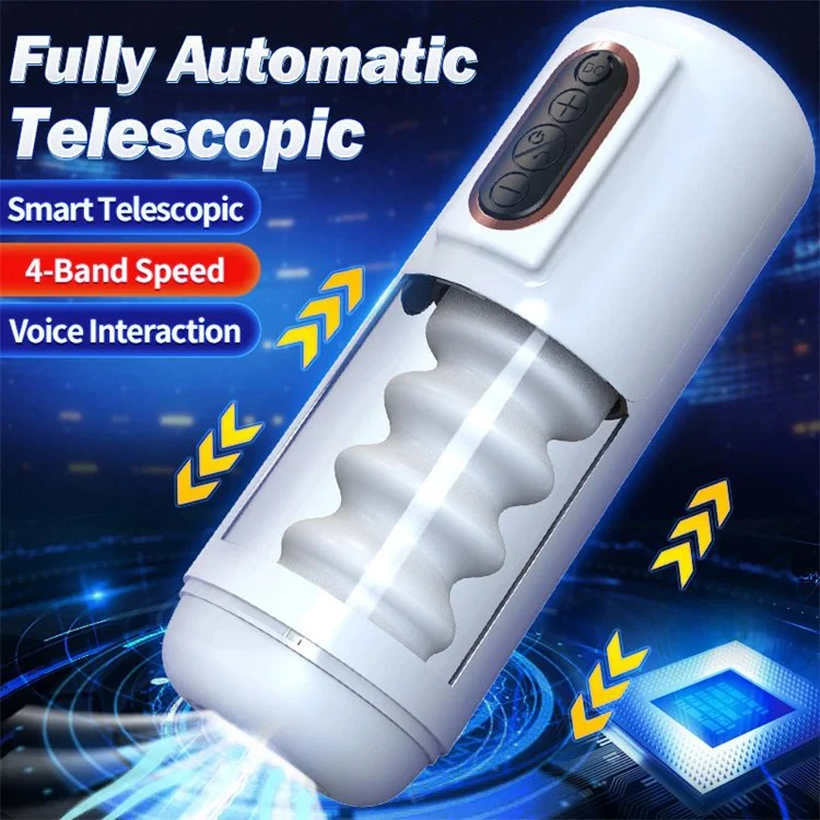 Interactive Voice Sex Toys 4 Speed Vibrating Automatic Telescopic Thrusting Piston Masturbation Cup