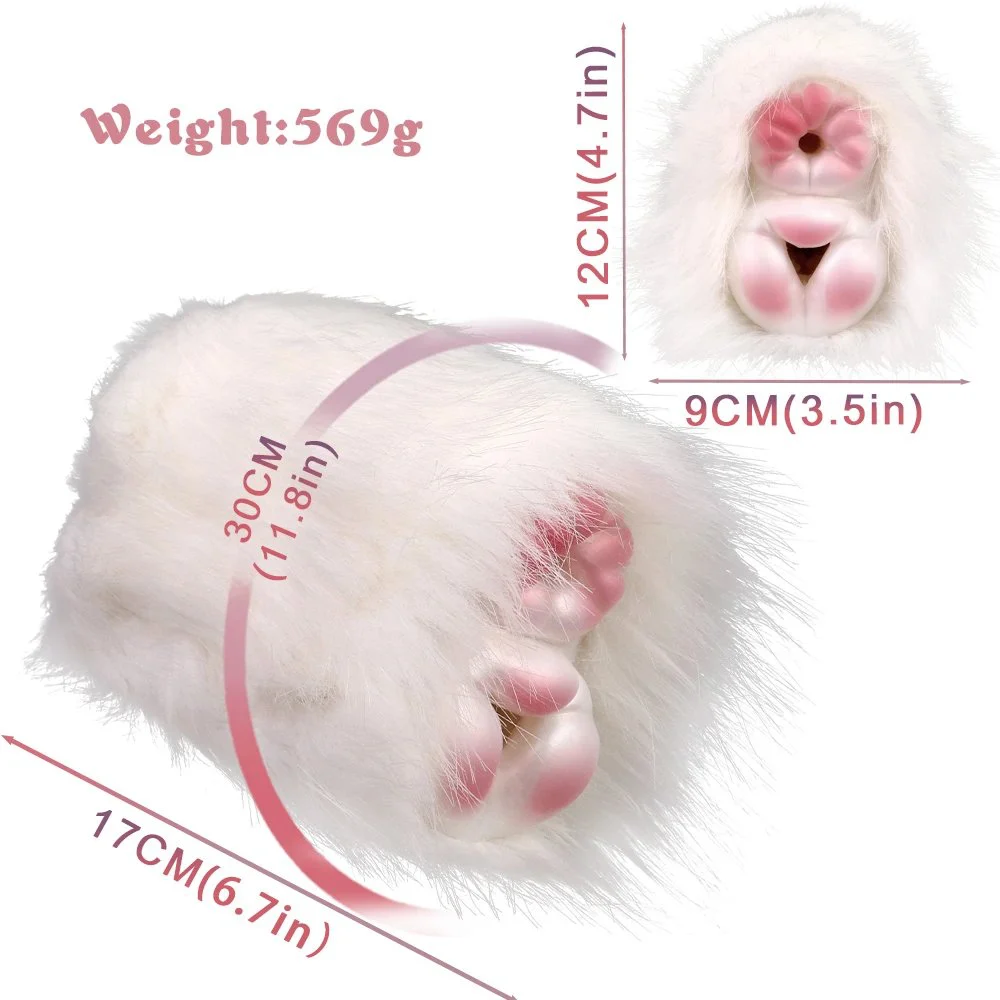 Fantasy Male Masturbation With Artificial Fur 3 in 1 Soft Silicone Sex Toys Animal Vagina Pocket Pussy All-access Channel