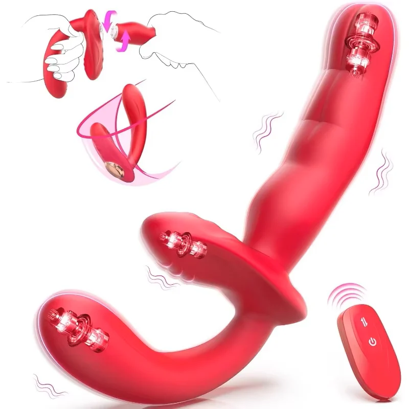 Double Ended Anal Dildo Wearable G-Spot Vibrator Remote Control Finger Vibrating Butt Plug Adult Toys for Women Couples