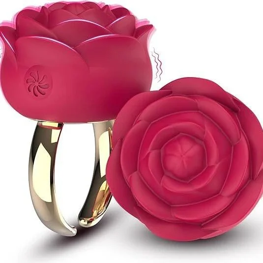 Magnetic Charging High Frequency Vibration Rose Ring Clitoral Vibrator for Couples Sex Life