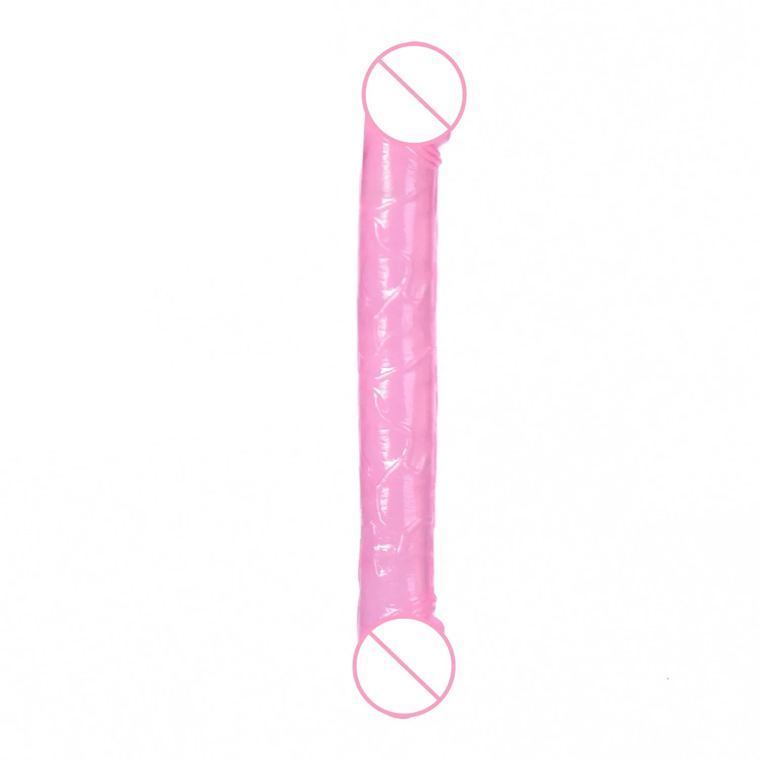 Adult Sex Products Double Headed Simulation Penis Elongated Transparent Silicone Dildo Masturbator Rod