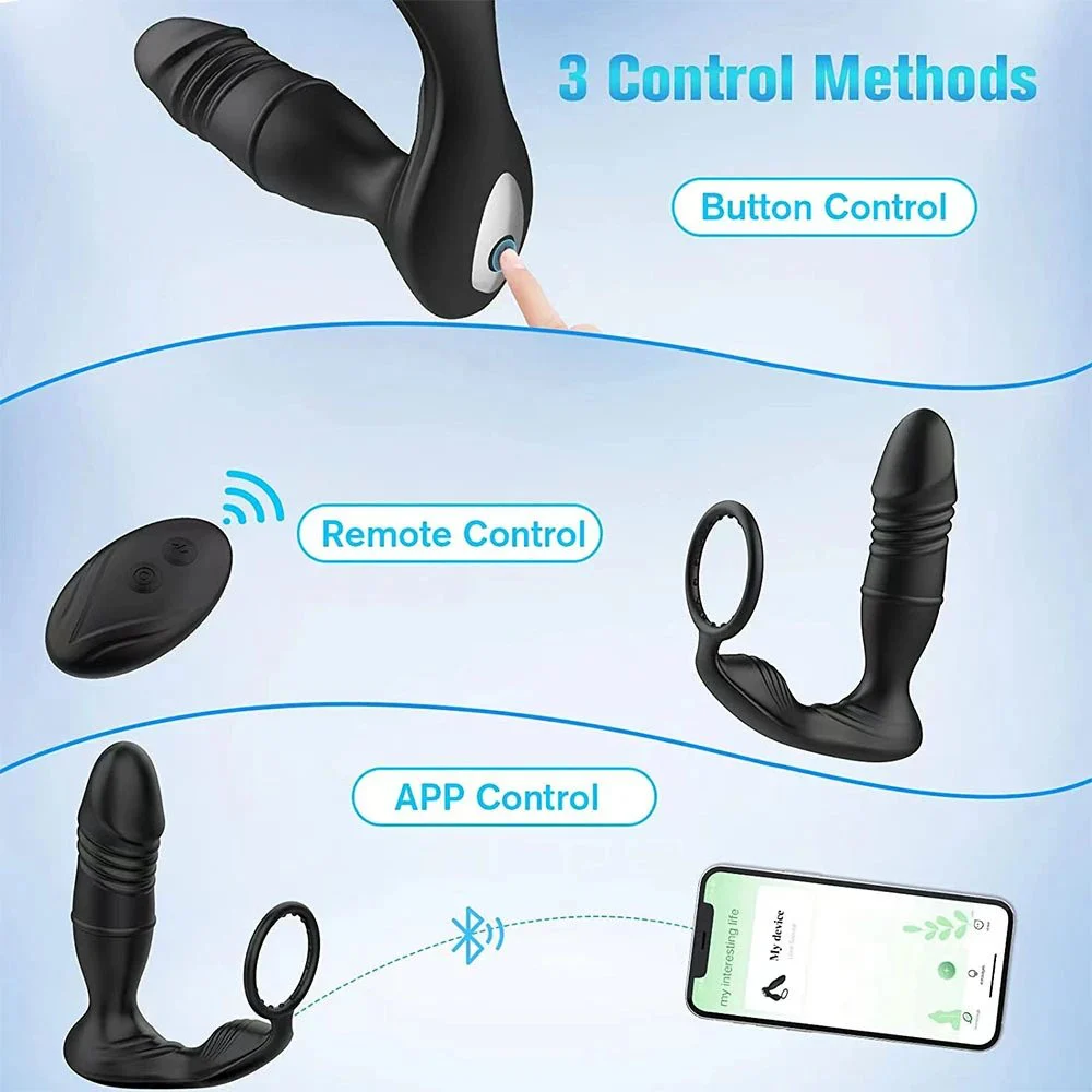 Male Strong Remote Control Prostate Massage Vibrator Telescopic Anal Plug