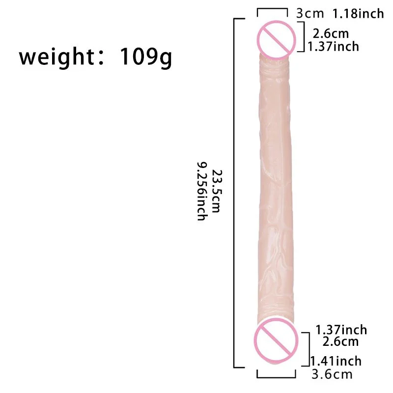 Lesbian Sex Products Double Headed Simulation Penis Elongated Transparent Silicone Dildo Masturbator