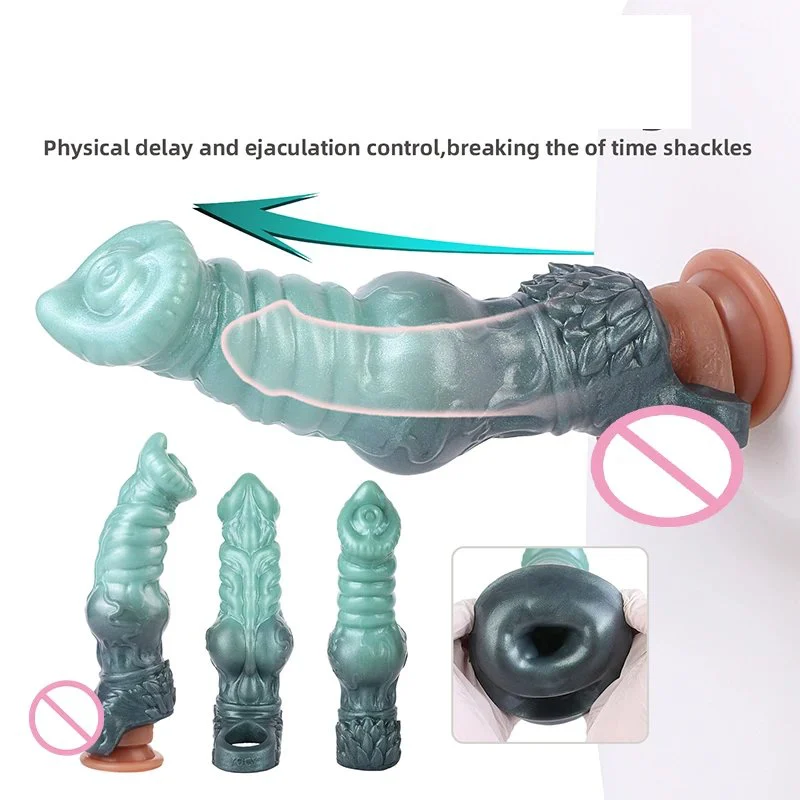 Frost Ridge Wolf King Oath Pulse 8.58in Silicone Penis Sleeve Closed-End Penis Sleeve for Couples' Intimate Toys