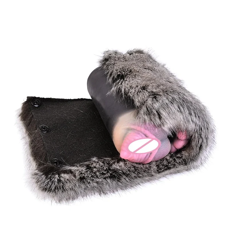 Fantasy Silicone Masturbator With Fur Dual Hole Adult Sex Toys for Men Realistic Vagina Pocket Pussy All-pass Channel
