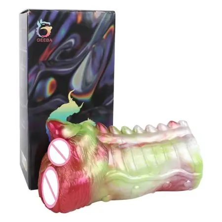 Realistic Monster Masturbator Pocket Pussy Sex Toy 3D Silicone Double Tunnel Cup Pocket Pussy Large 3D Vagina Clitoris Sex Toy