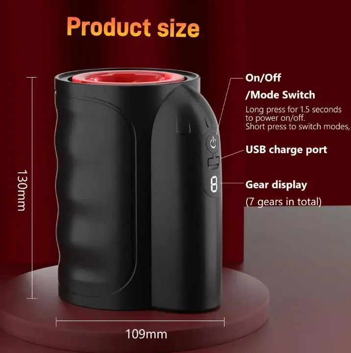 Handheld 7 Modes Penis Training Device Automatic Rotation Thrusting Piston Masturbation Cup Male Sex Toys