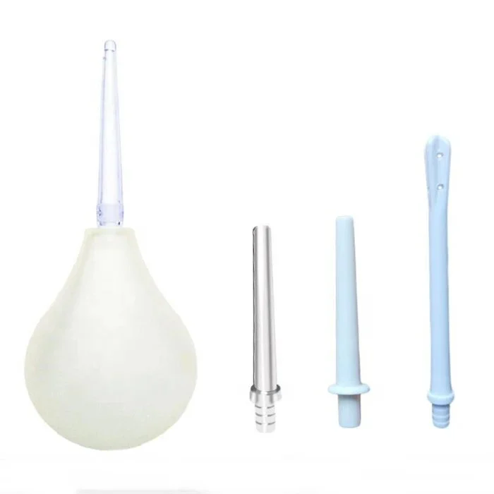 Enema Bulb Kit with 3 Silicone Nozzles for Anal and Vaginal Cleansing