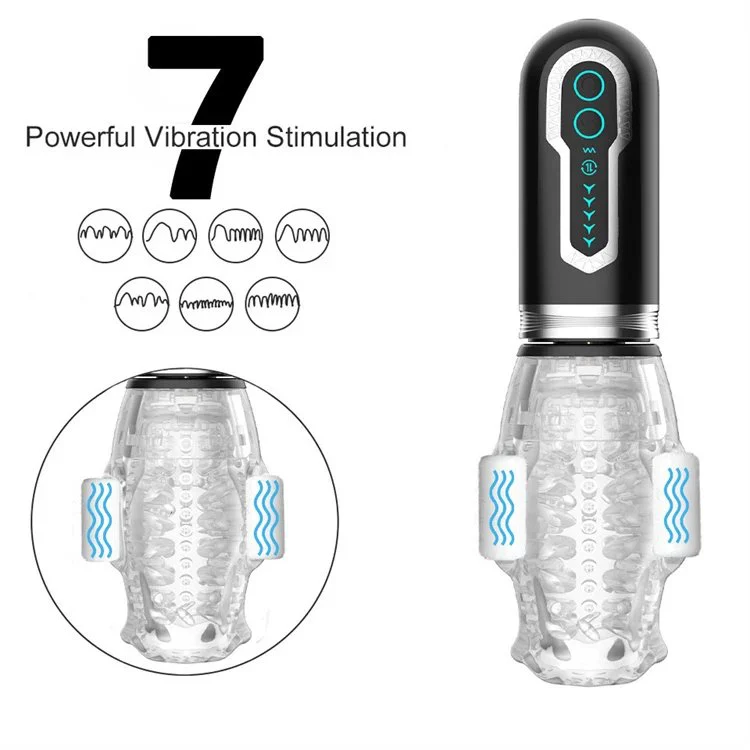 Rechargeable Automatic 7 Frequency Thrusting Rotation Vibrating Masturbation Aircraft Cups for Men Sex Toys