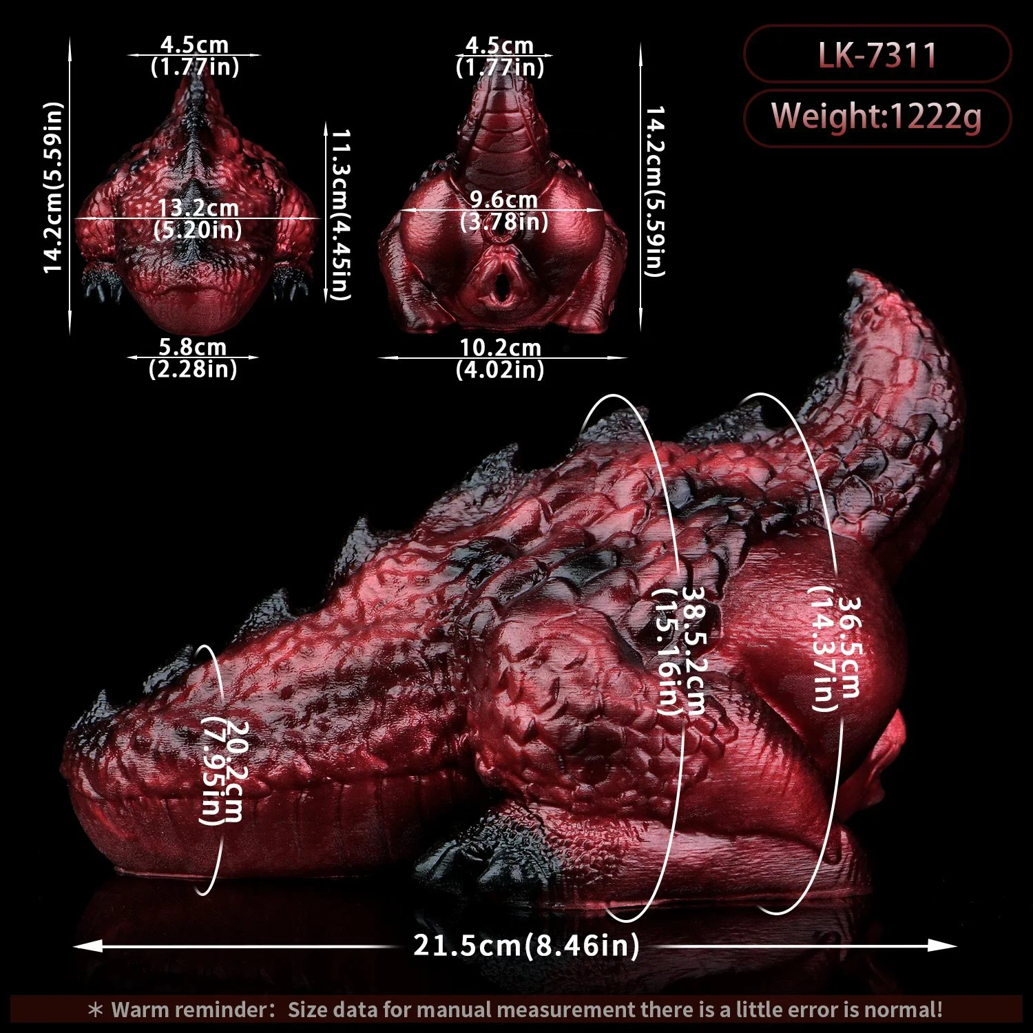 Realistic Red Dragon Ass Male Masturbator Dual Channel Tight Ass and Deep Vagina Pocket Pussy Stroker for Penis Stimulator