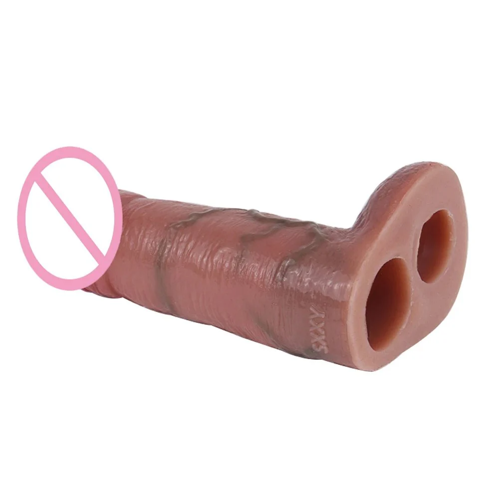 Liquid Silicone Realistic Penis Sleeve Extender Condoms Delay Ejaculation Penis Enlargement Sextoy for Men