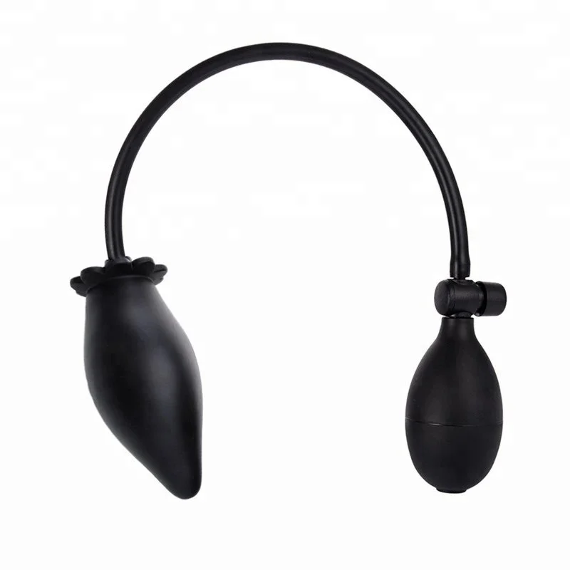 Unisex Tail Butt Plug Black Mini Size Inflation Anal Plug for Gay Anus Extension