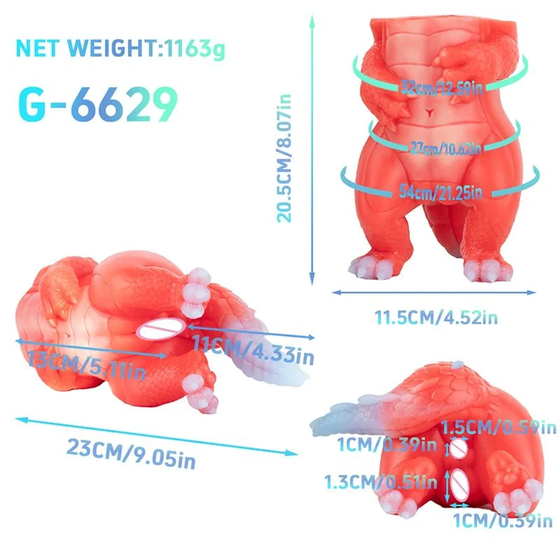 Red Dragon Fantasy Male Silicone Handheld Masturbator with Internal Textures for Enhanced Sensation Designed