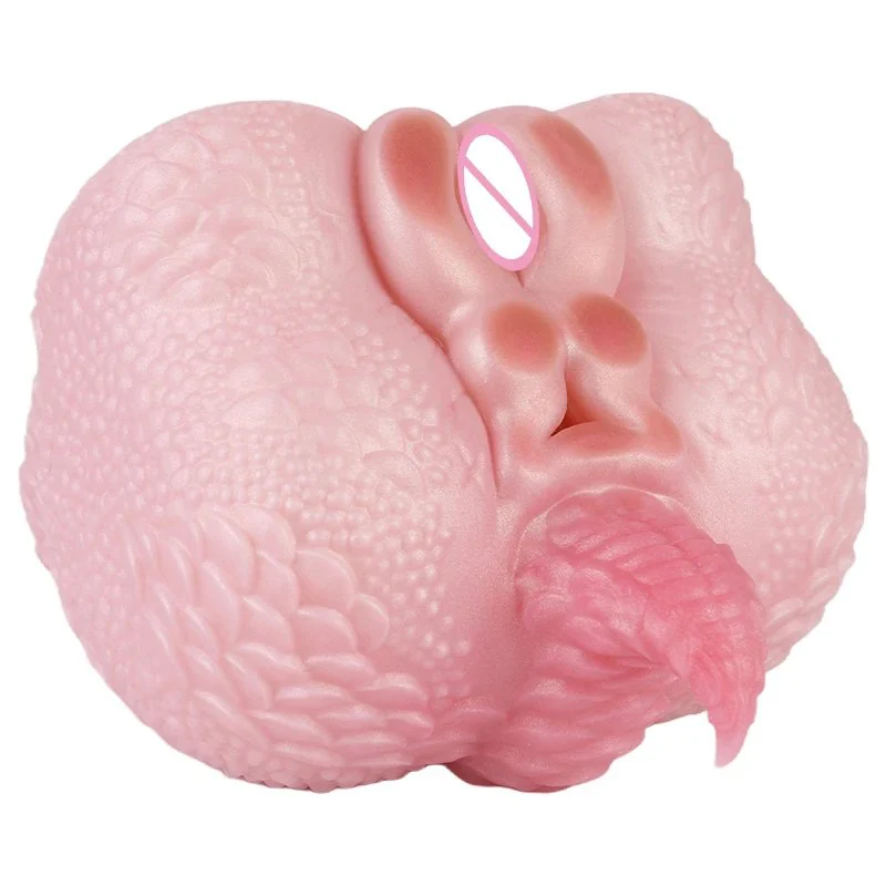 Simulation Animal Buttock Inverted Mold Silicone Fantasy Dragon Male Masturbator Pocket Penis Stroker Dual Channel Sex Toy