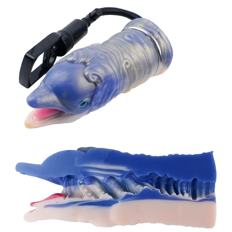 Simulated Suction Pump Male Fantasy Dolphin Masturbator, Medical-Grade Silicone Safe Material, Penis Massager for Adults
