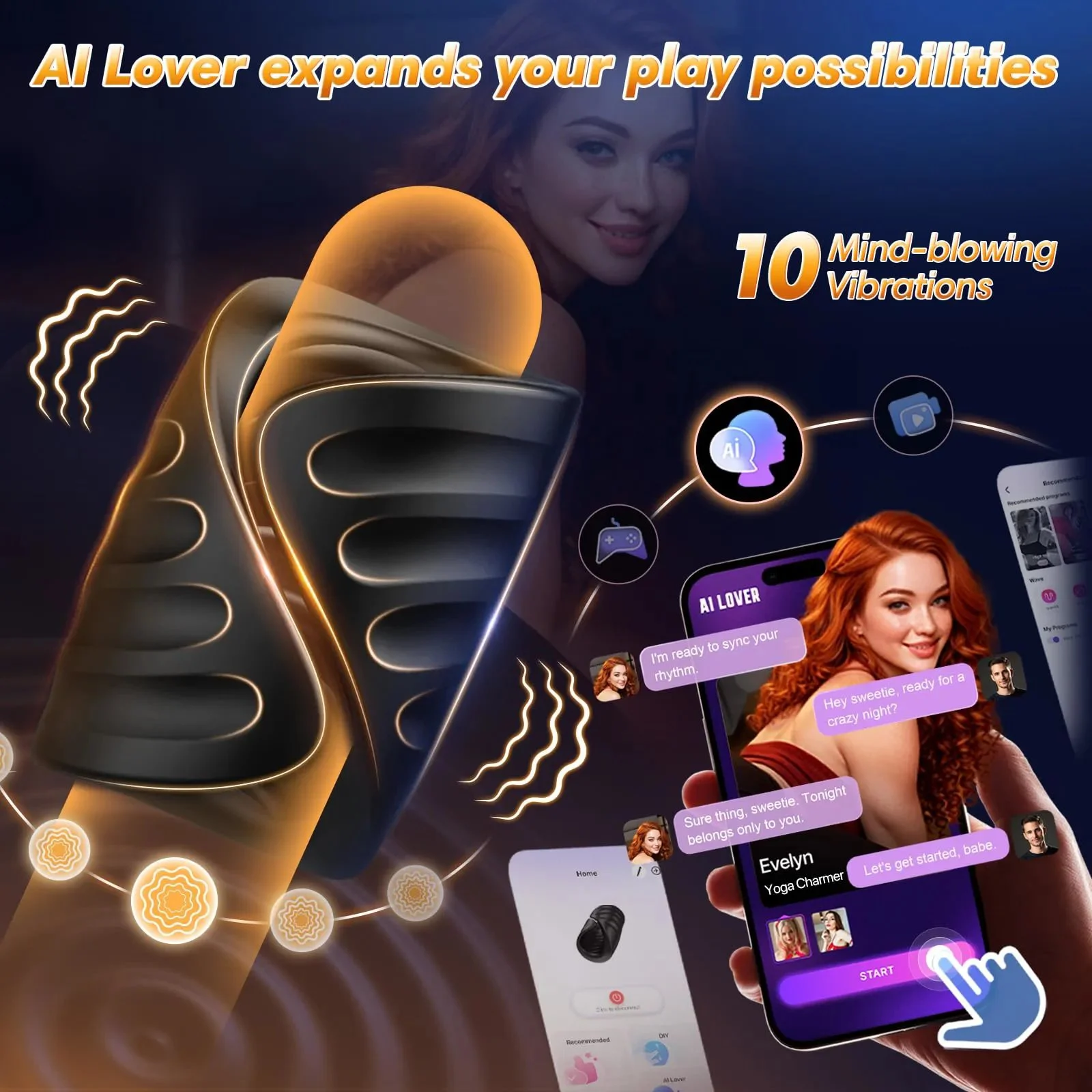 Male Masturbator Penis Training Vibrator APP Control IPX7 Waterproof Eco-Friendly Delay Sex Time Strokers Glans Trainer