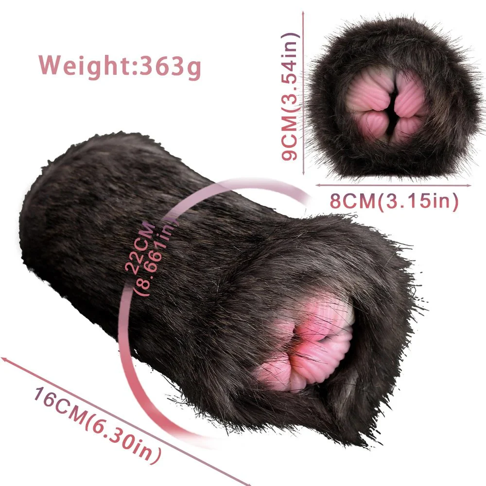 Silicone Male Masturbator in Fur Dual Hole Sex Toys for Men Realistic Dog Vagina Pocket Pussy All-pass Channel