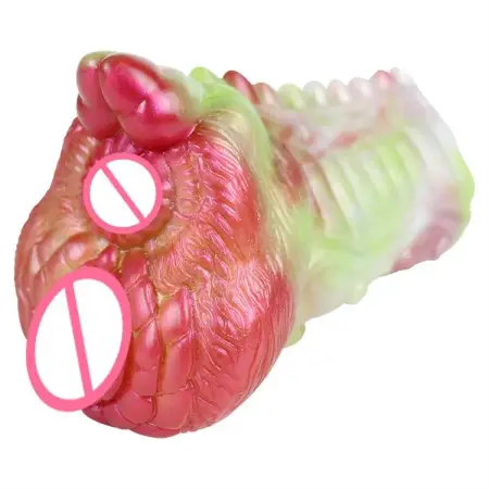 Liquid Silicone Double Channel Vaginal Anal Masturbation Cup Monster Male Masturbator