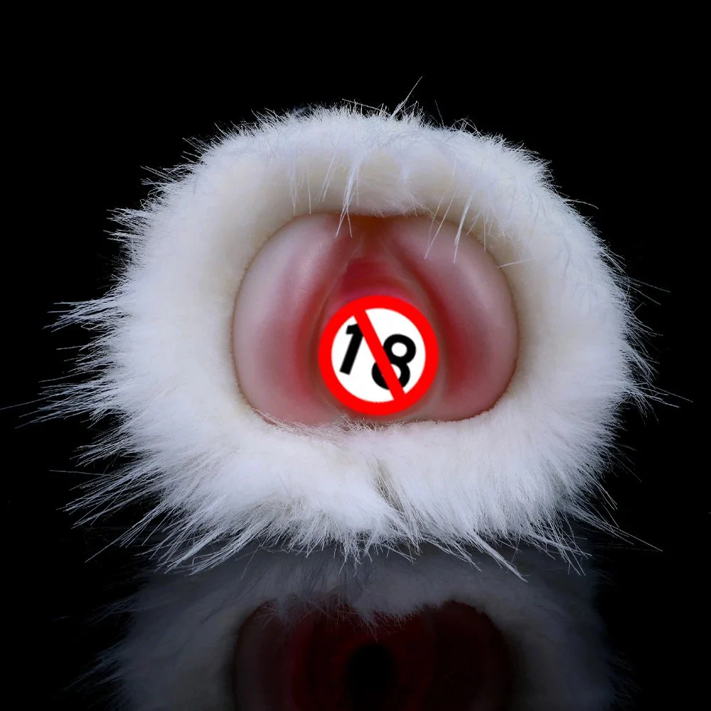 Simulation Animal Fantasy Silicone Dog Masturbator Pocket Pussy Stroker with Animal Fur Fantasy Sex Plush Toys for Men