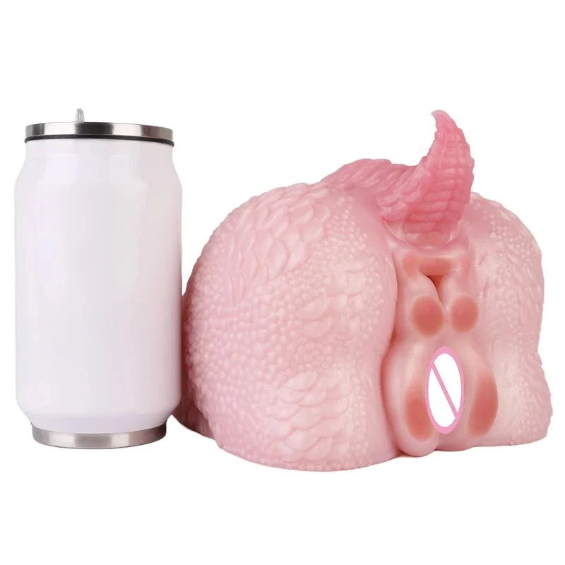 Simulation Animal Buttock Inverted Mold Silicone Fantasy Dragon Male Masturbator Pocket Penis Stroker Dual Channel Sex Toy