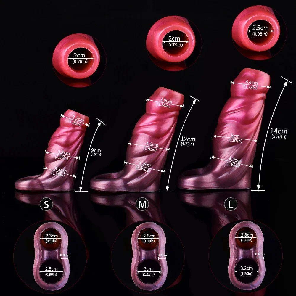 Male Penis Sleeve Extender Enlarger Sheath Reusable Penis Sleeve Cock Ring Animal Penis Sleeve with Convex Textures
