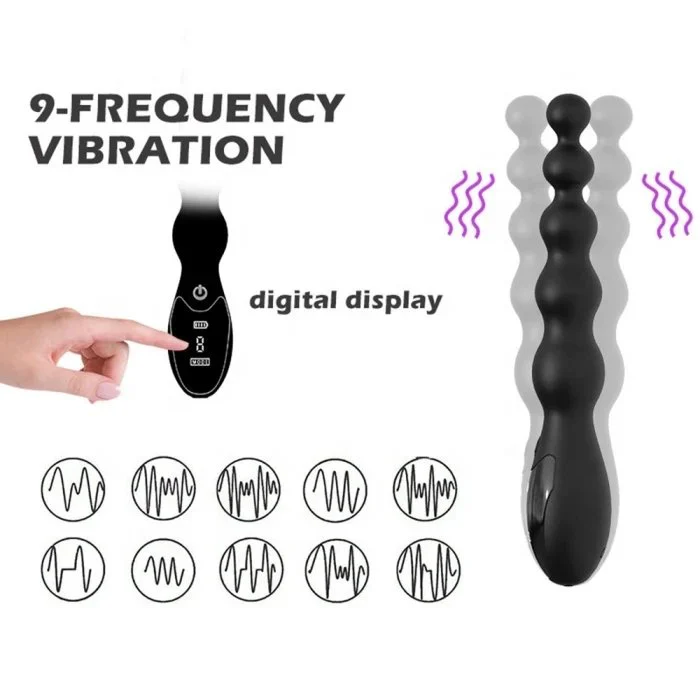 9 Frequency Vibrating Anal Beads Silicone Butt Plug Sex Toys for Couples