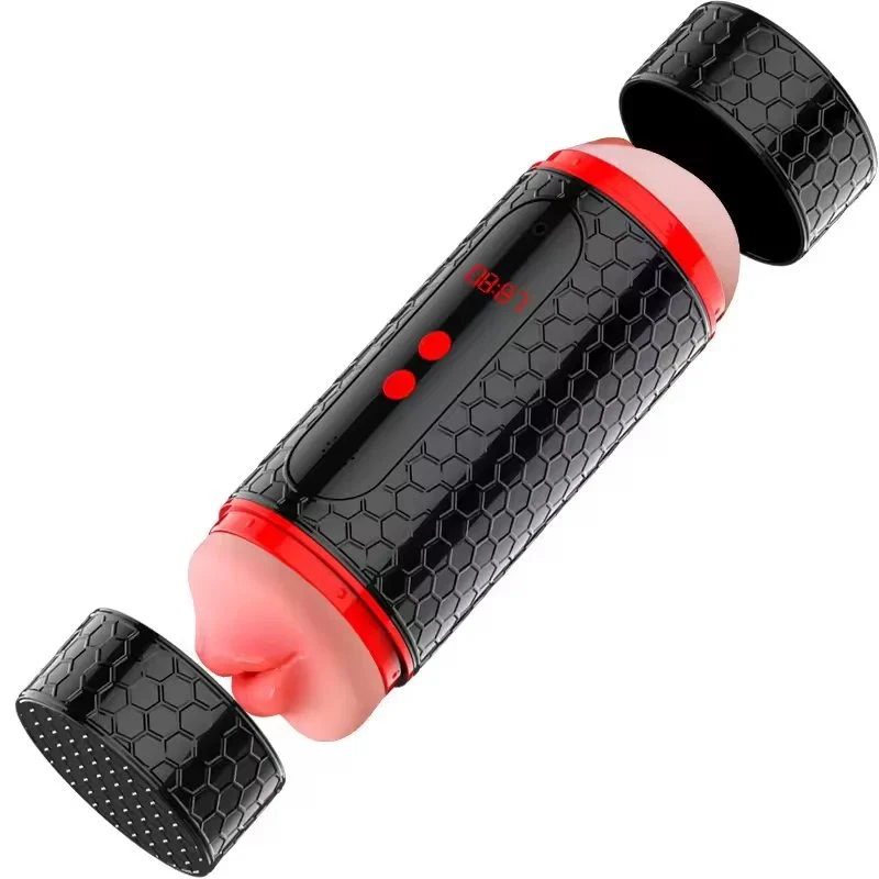 Male Timed Masturbation Cup Adult Sex Toy with 12 Vibration Frequencies LED Display Timer USB Pinhole Charging Masturbators