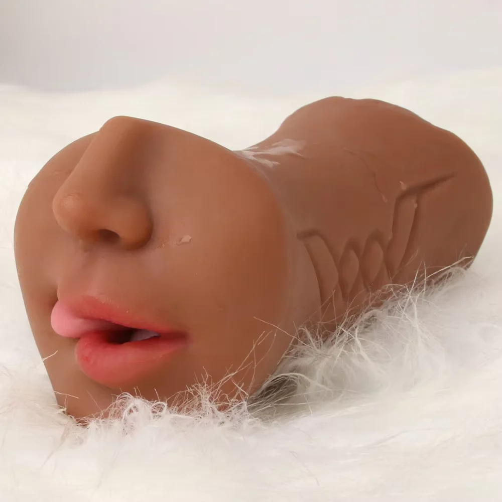 Realistic Oral Masturbation Cup Sex Toys for Men Wheat Color Deep Throat Elastic Odorless Airplane Cup