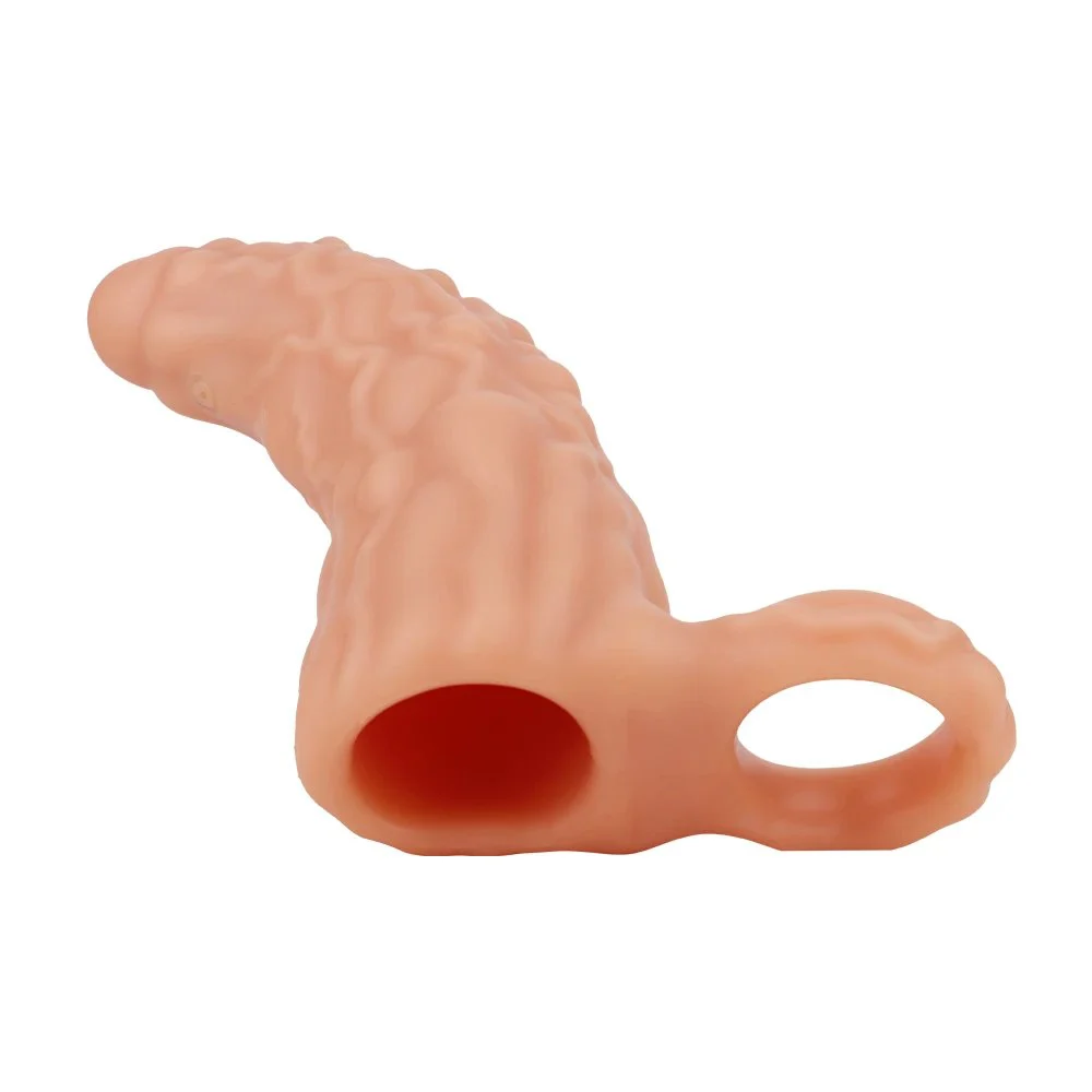 Medical-grade Silicone Male Penis Extender with Vibrating Head and Realistic Dildo Sleeve Available in Multiple Sizes
