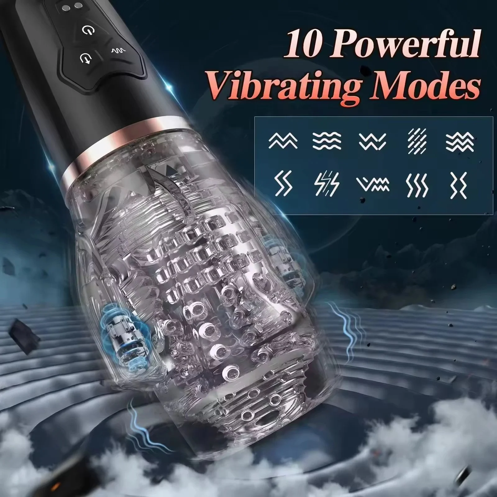 Hands Free Double Side Motors 10 Strong Vibrations Thrusting Men Vibrator Aircraft Masturbation Cup Sucking Masturbator