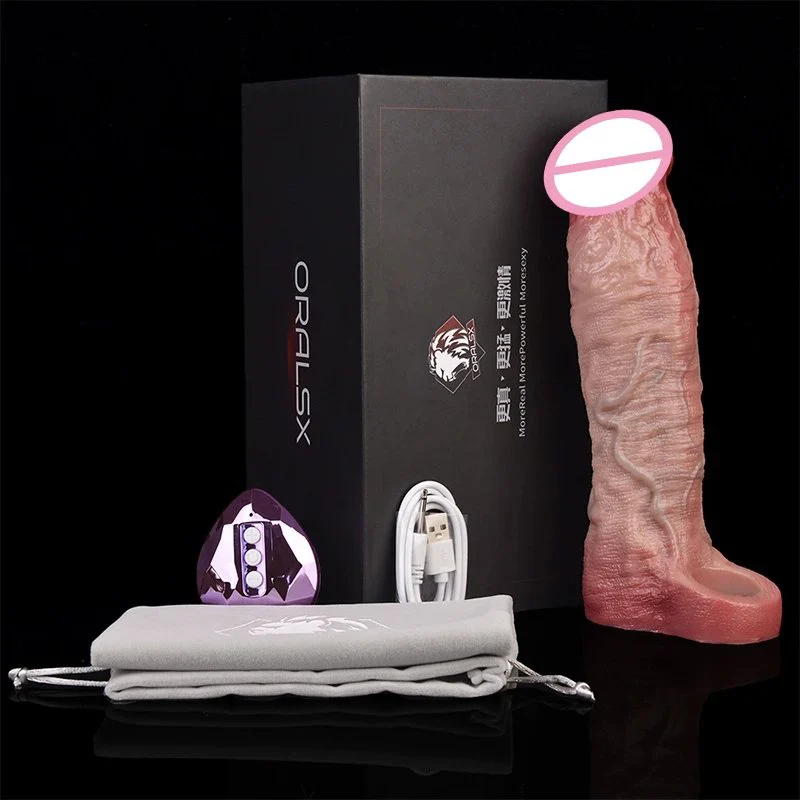 Male Silicone Penis Extender Effectively Increase Penis Length Experience Realistic Vibrating Dildo Sleeve for Men