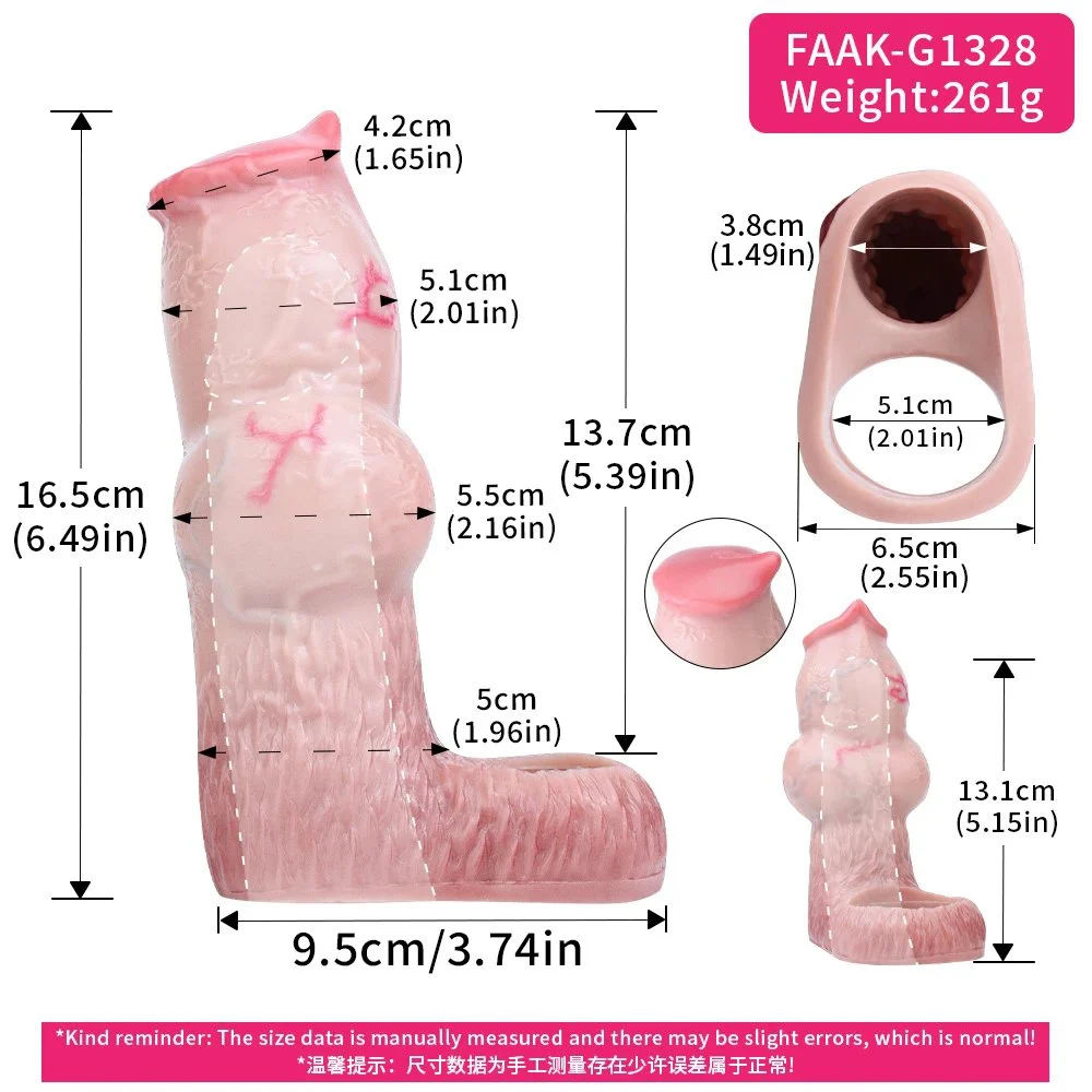 Male Silicone Penis Extender with Dog Knot Design Available in Closed-tip and Open-tip Versions As an Adult Novelty Toy