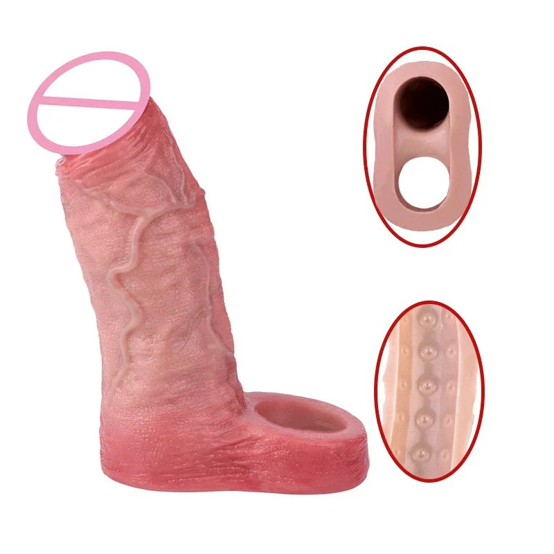 Medical-Grade Silicone Male Penis Extender - Hollow Wearable, Easy to Clean, Realistic Sensation Adult Toy