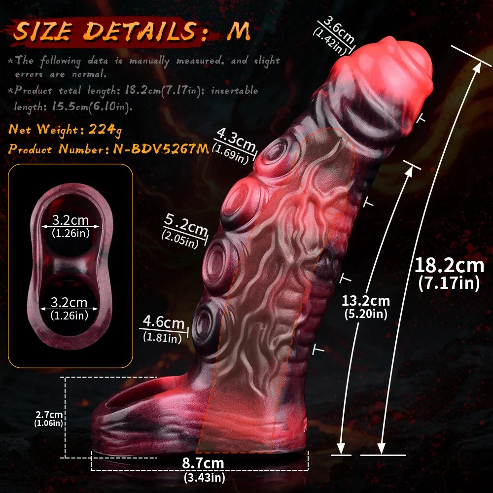 Monster Tentacle Penis Sleeve Cock Sleeve Vibrator Penis Extender Vibrating Cock Ring 10 Modes Remote Control, Enlarger for Men